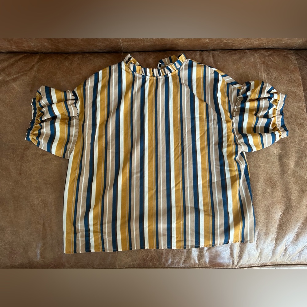 Hidden Valley Striped Yellow and Blue Top - Size Medium